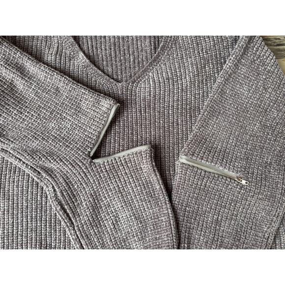 SEEK The Label Womens Long Sleeve Zipper at Elbow Crop Sweater Sz XS Taupe Gray - Picture 3 of 7